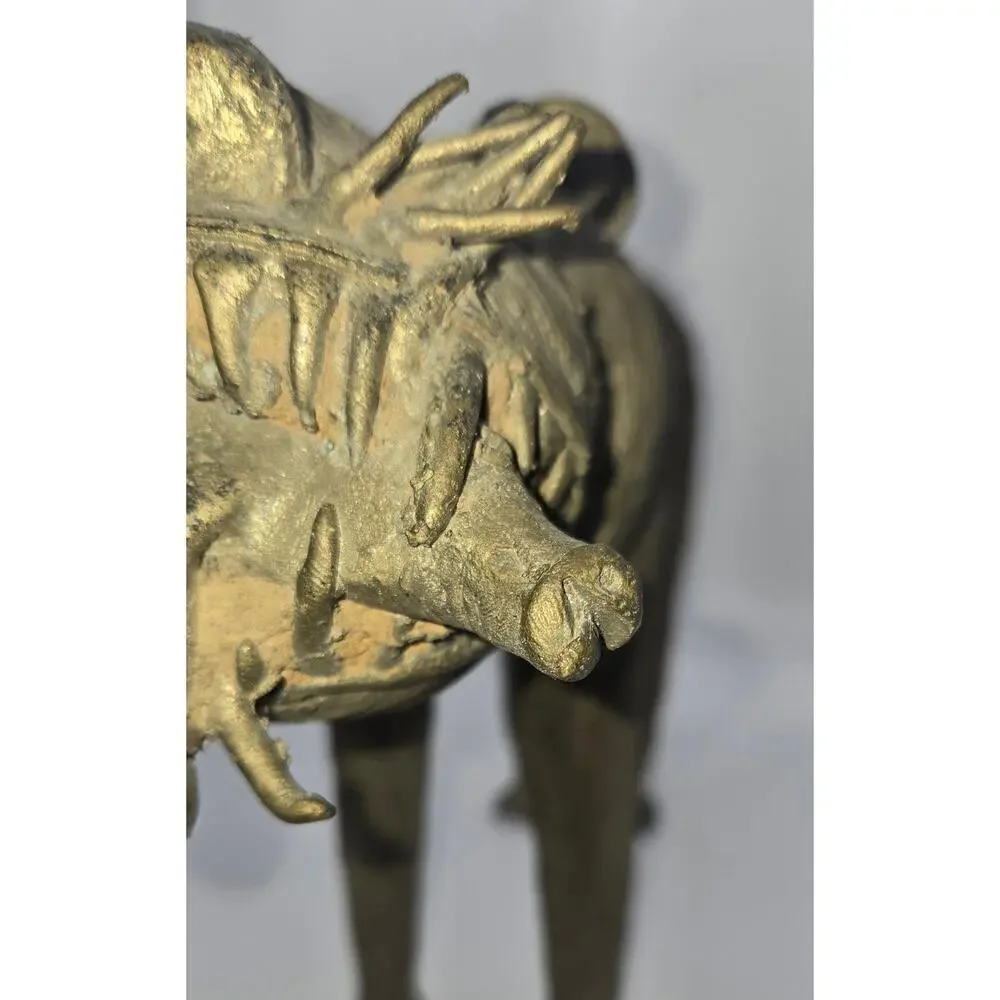 VTG African Rare Vintage Bronze Benin Tiger/Warthog Sculpture - Picture 2 of 15